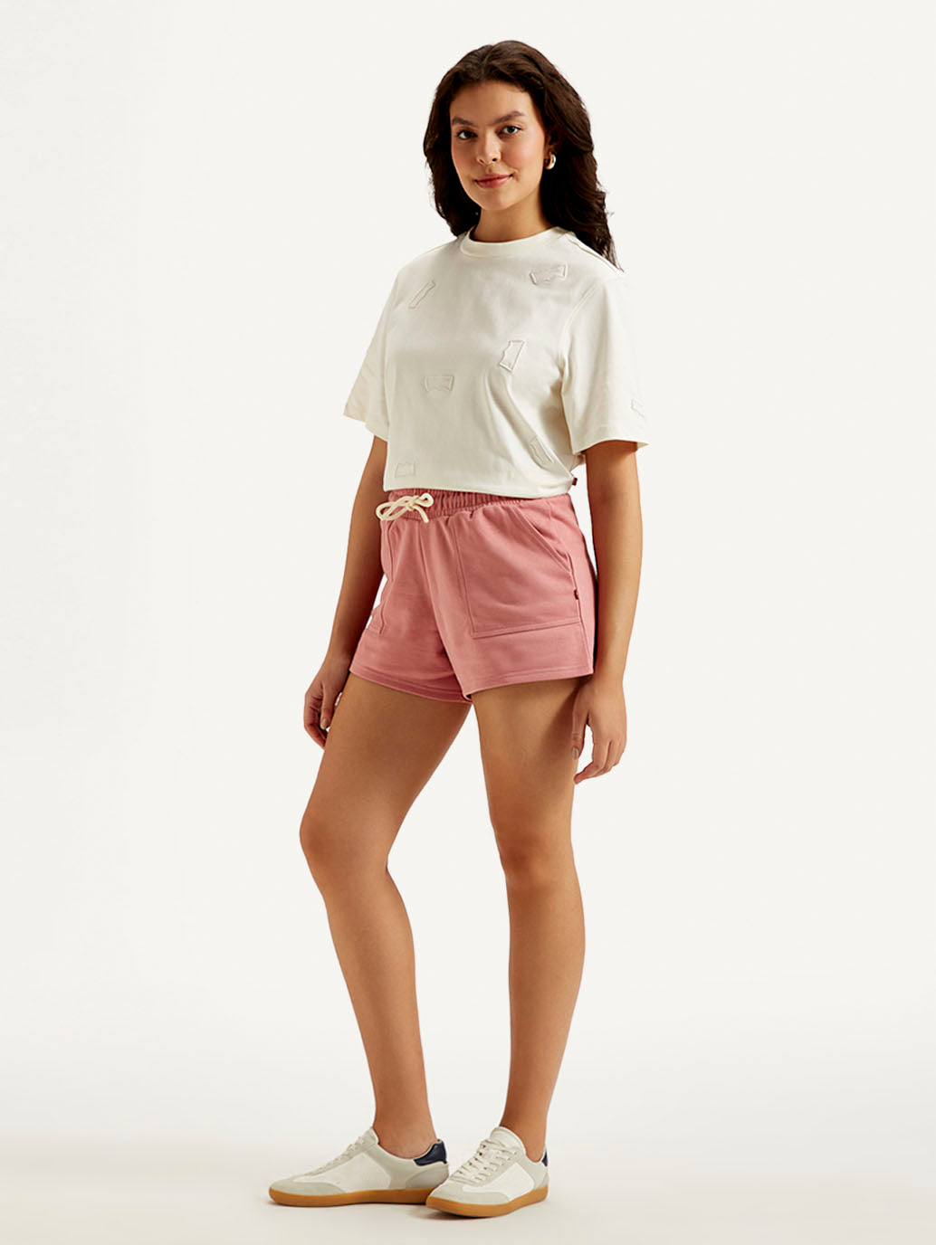 Women's Mid Rise Pink Regular Fit Shorts - Side View