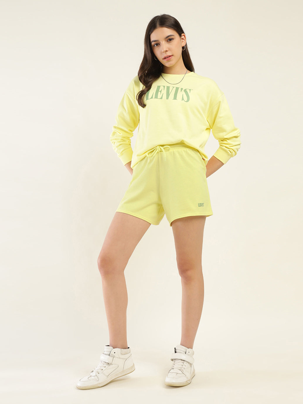 Women's Mid Rise Yellow Regular Fit Shorts - Styleshot View