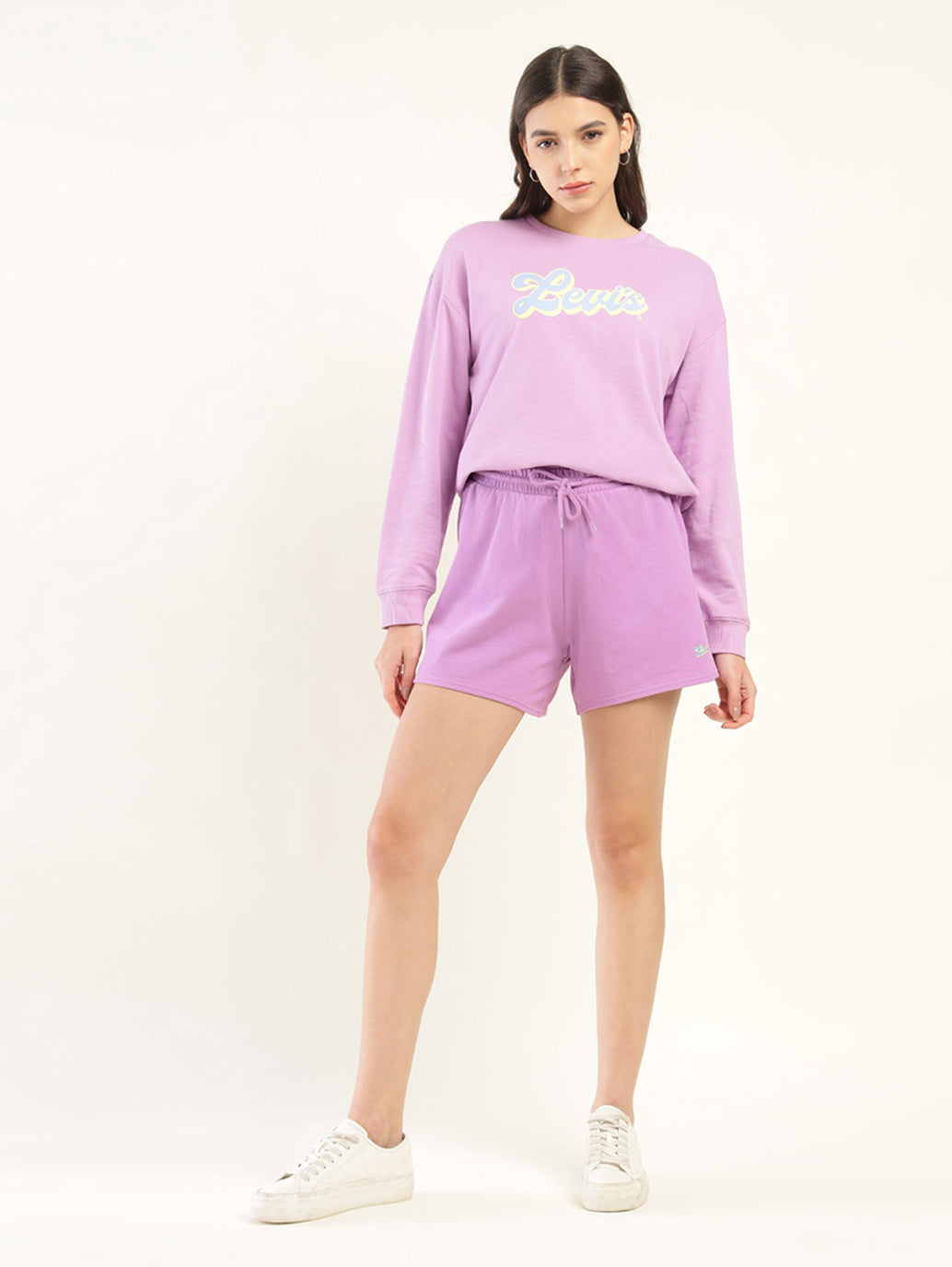 Women's Mid Rise Purple Regular Fit Shorts - Styleshot View