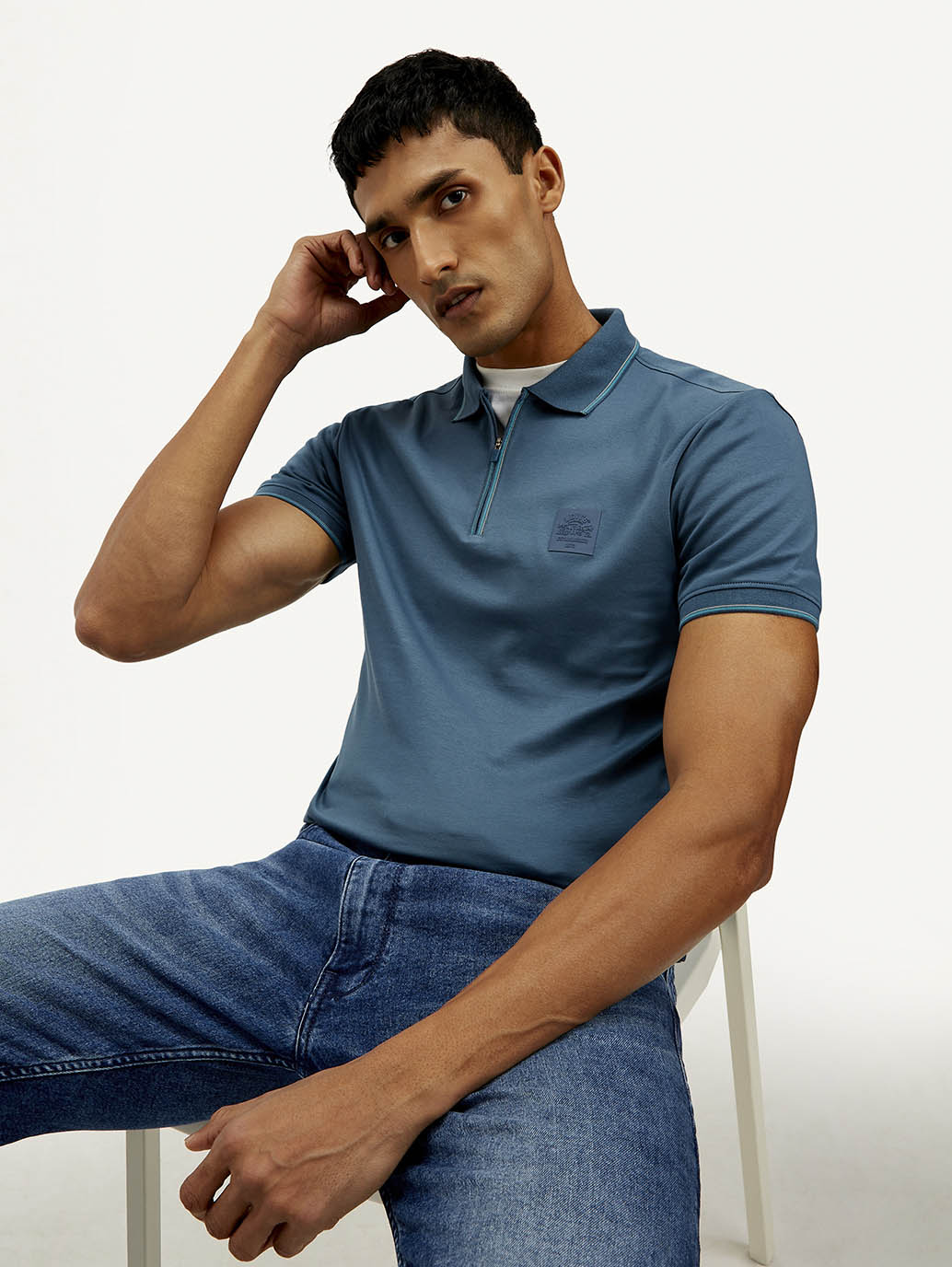 Men's Solid Slim Fit Polo T-shirt - Elevated View
