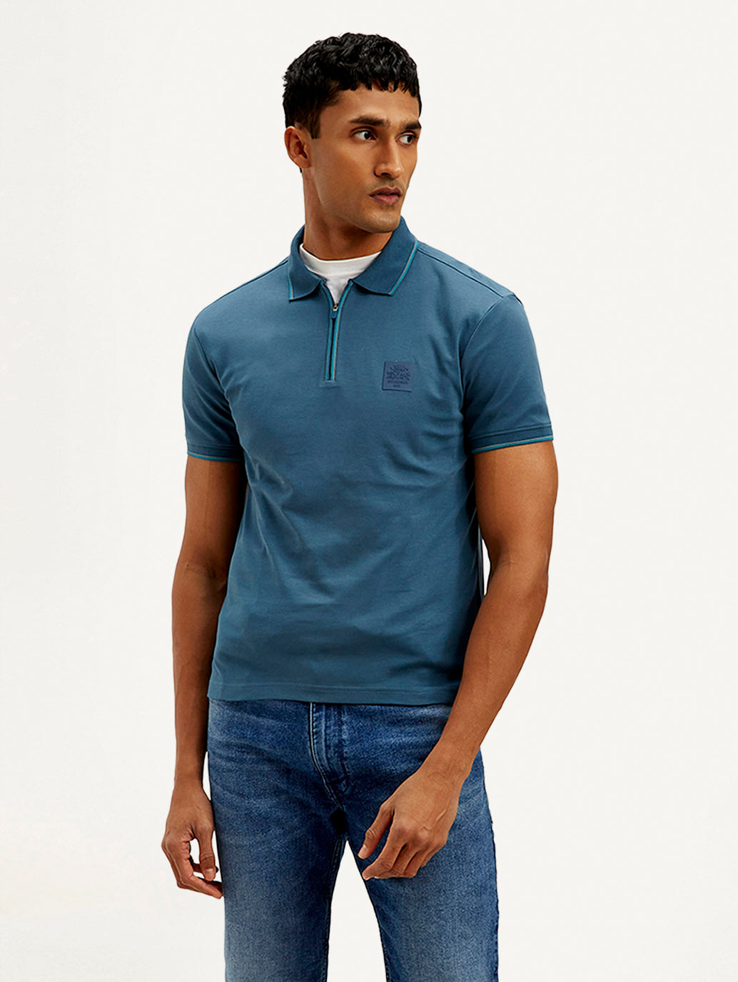Men's Solid Slim Fit Polo T-shirt - Styleshot View