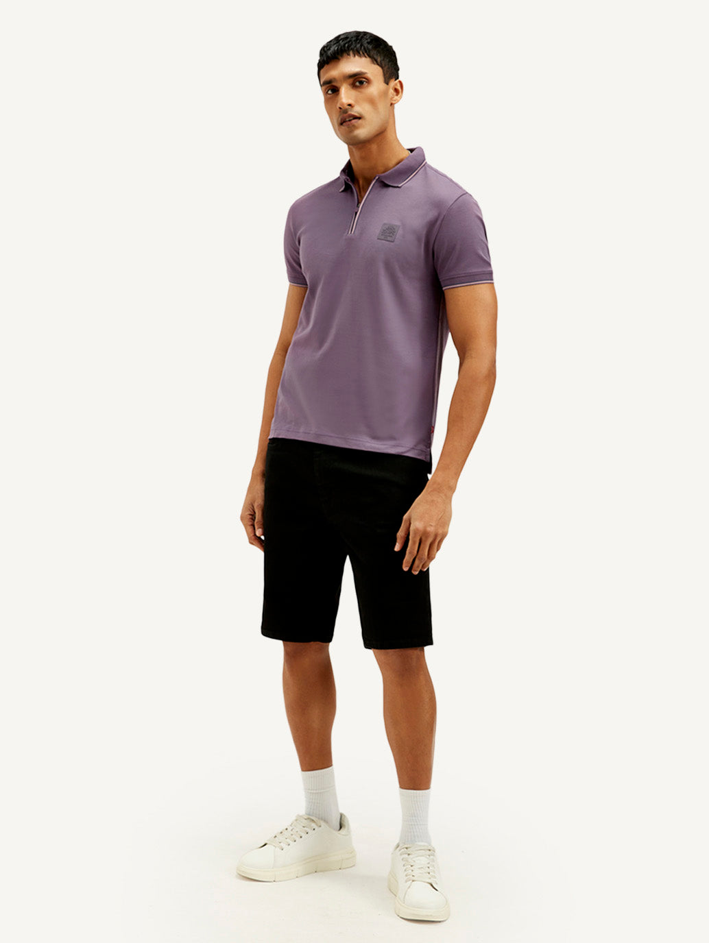 Men's Solid Slim Fit Polo T-shirt - Side View
