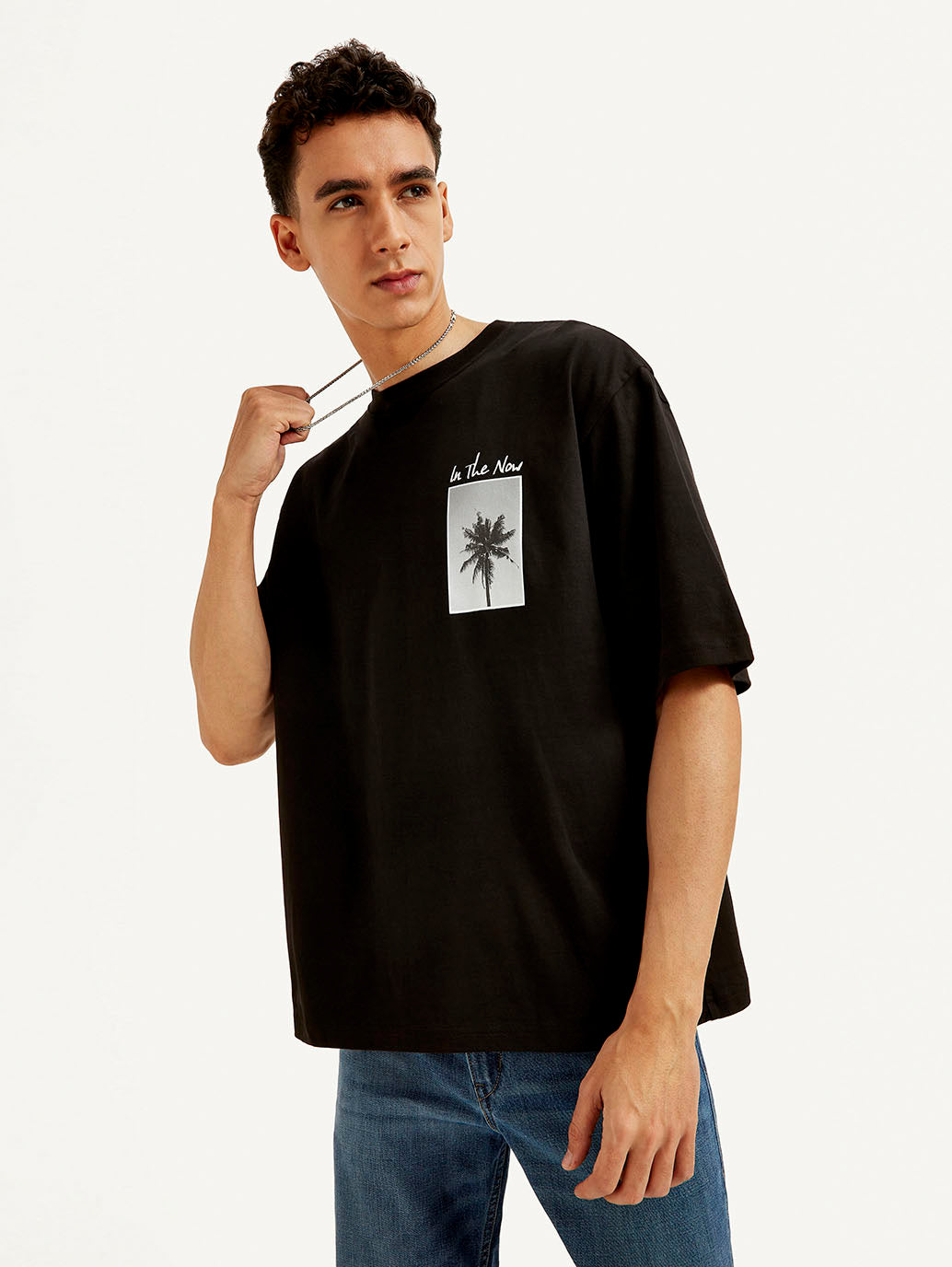 Men's Graphic Print Loose Fit T-shirt - Elevated View