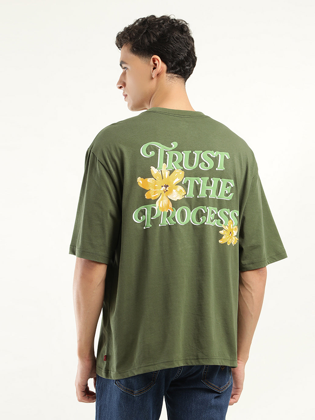 Men's Solid Loose Fit T-Shirt - Back View
