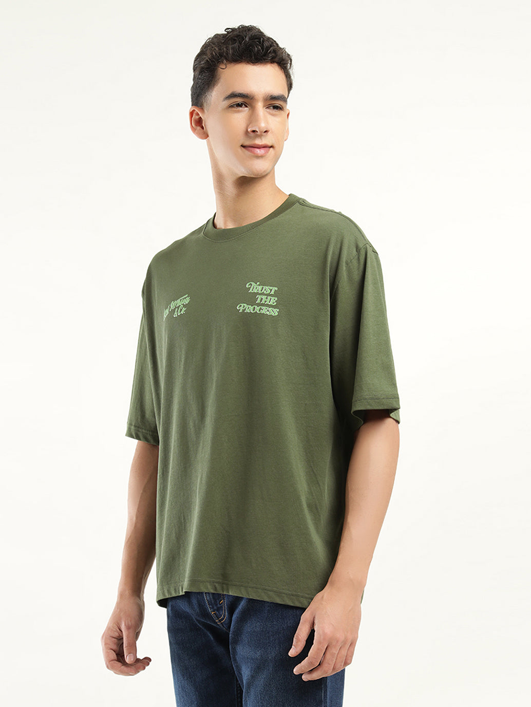 Men's Solid Loose Fit T-Shirt - Side View