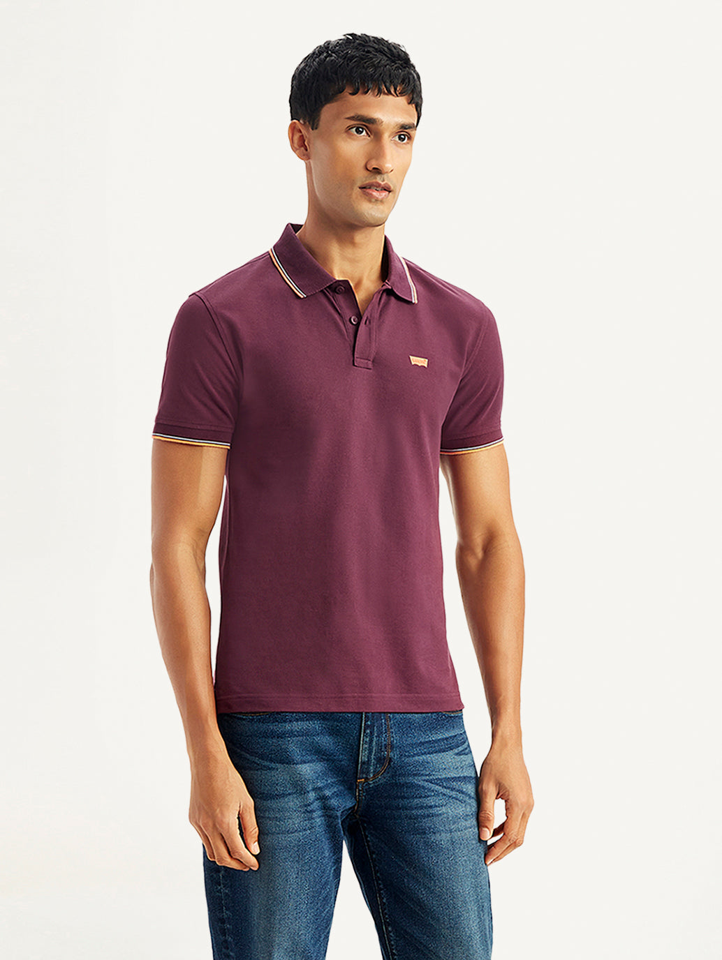 Men's Solid Slim Fit Polo T-shirt - Side View