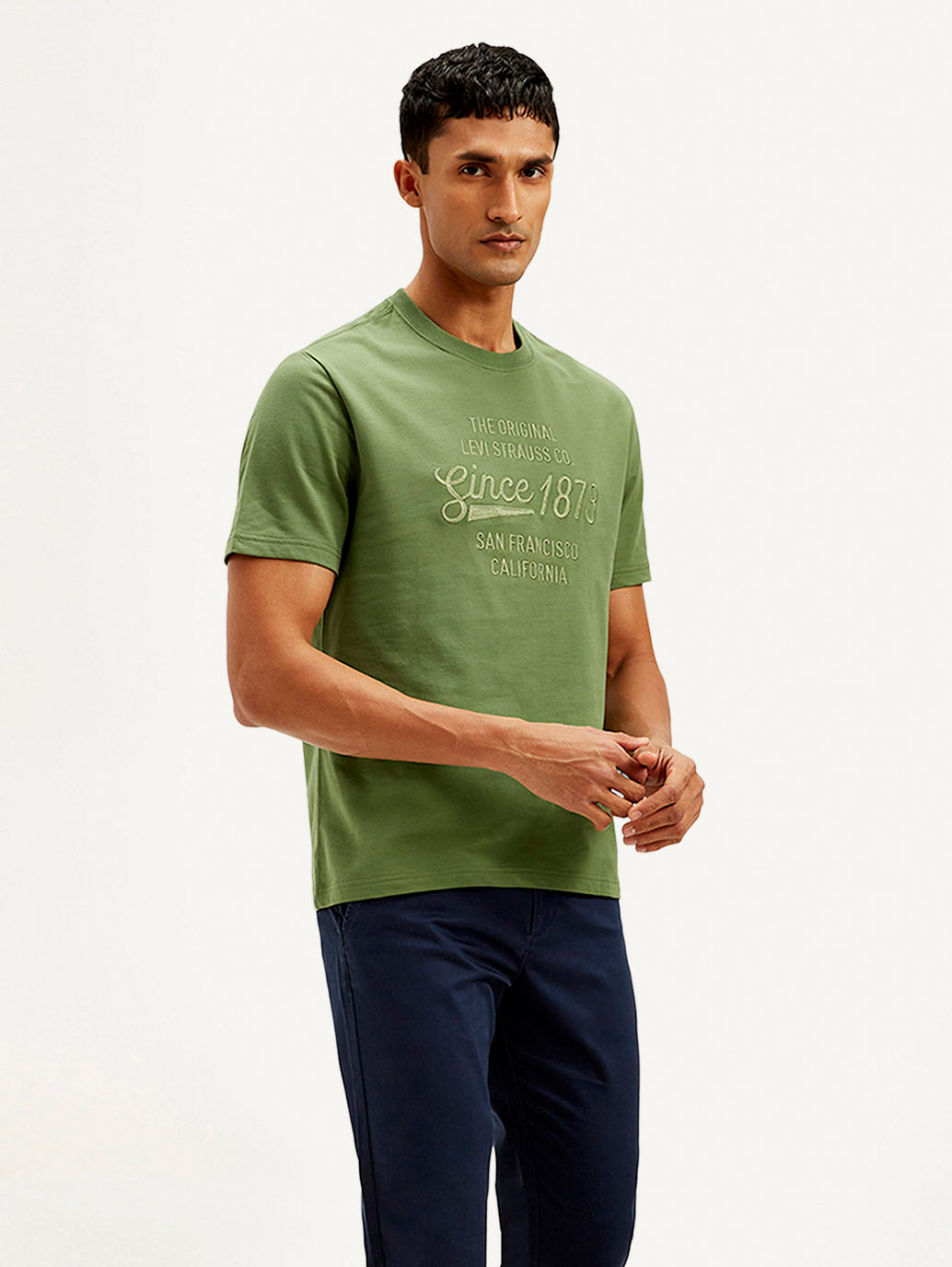 Men's Typography Crew Neck T-shirt - Side View
