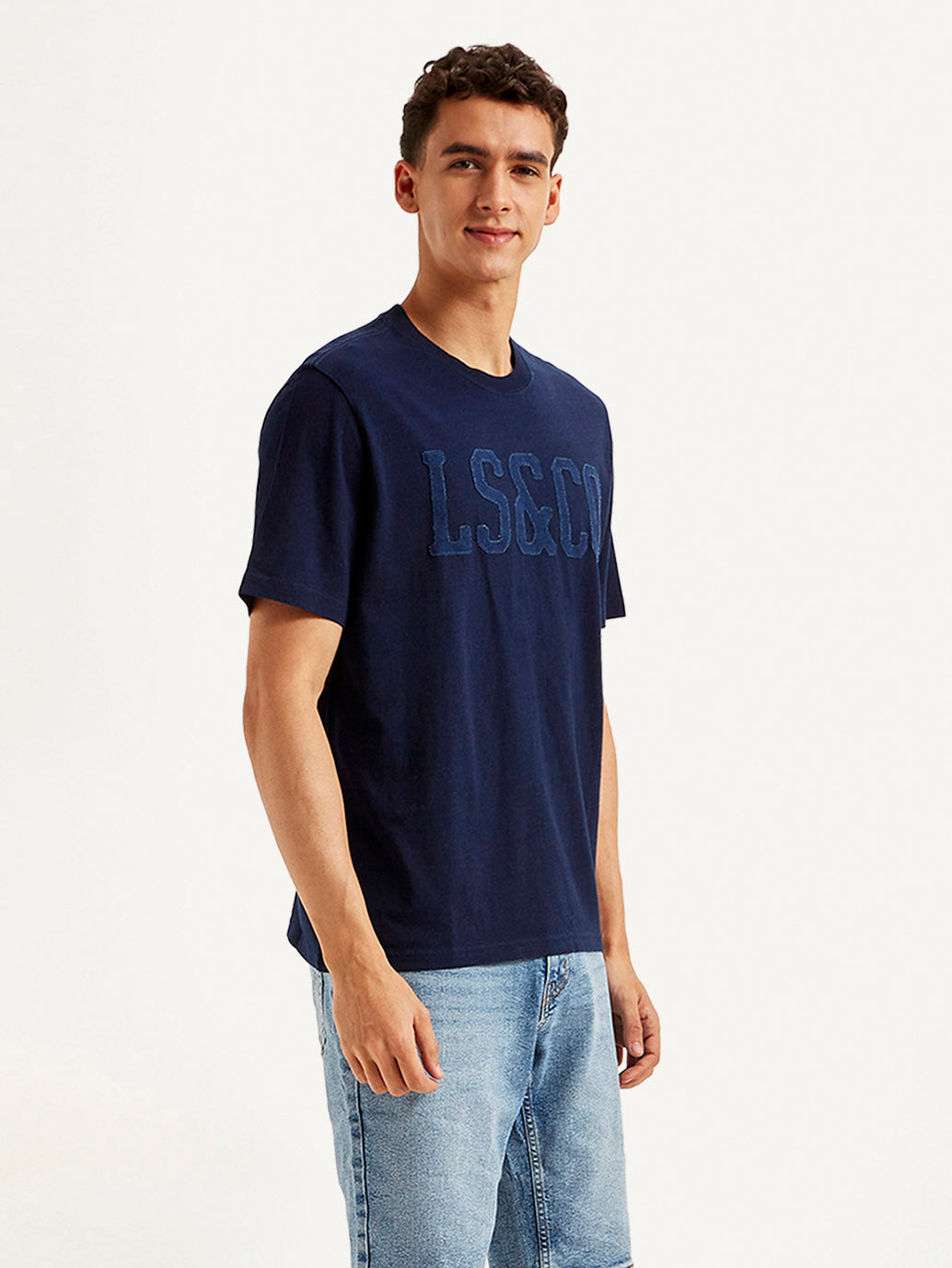 Men's Brand Logo Crew Neck T-shirt - Side View