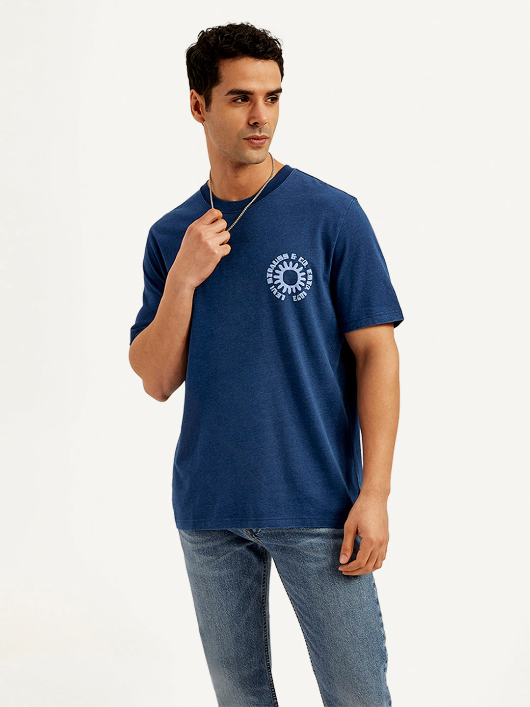 Men's Typographic Print Crew Neck T-Shirt - Styleshot View