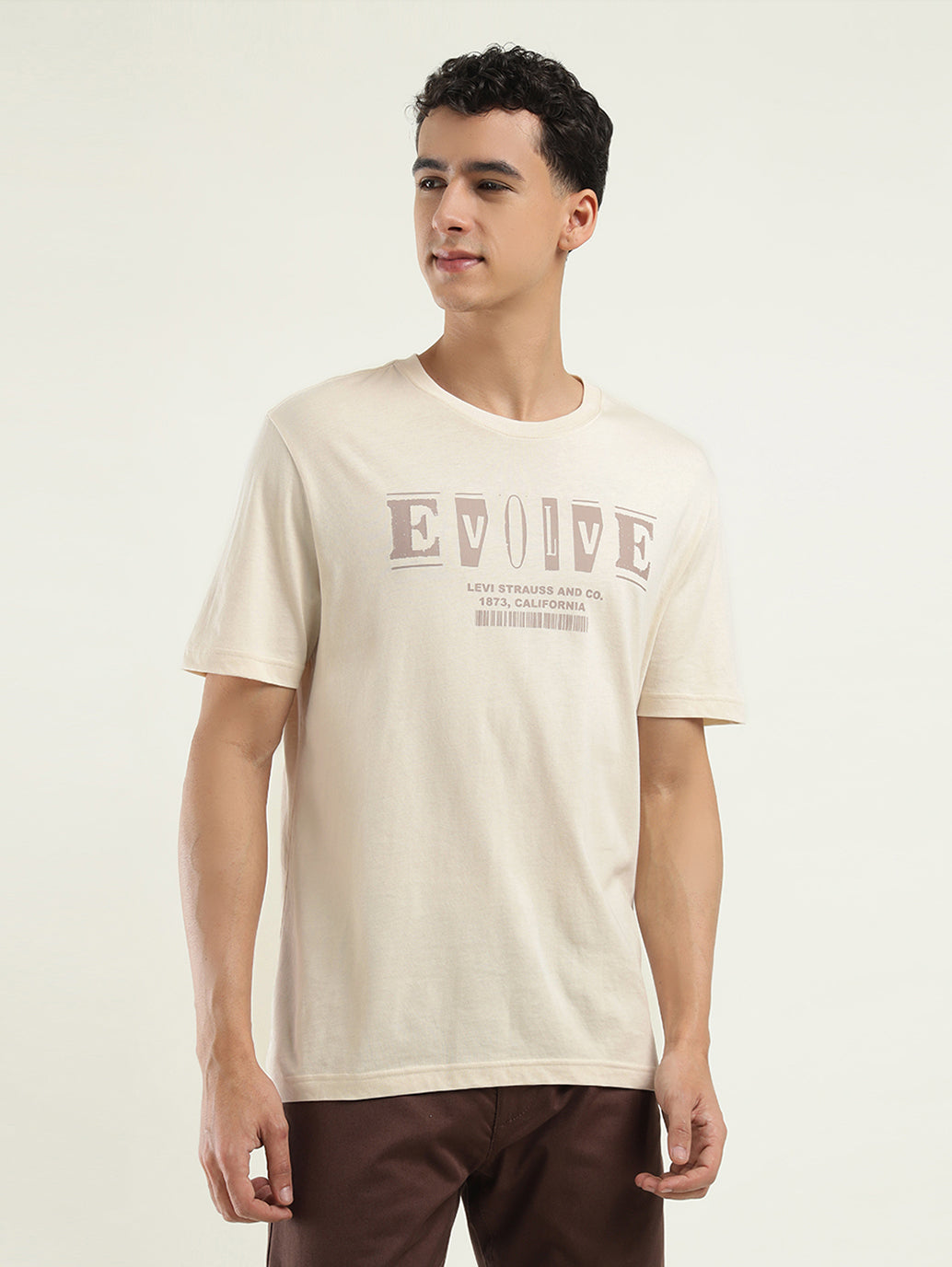 Men's Printed Crew Neck T-shirt - Front View
