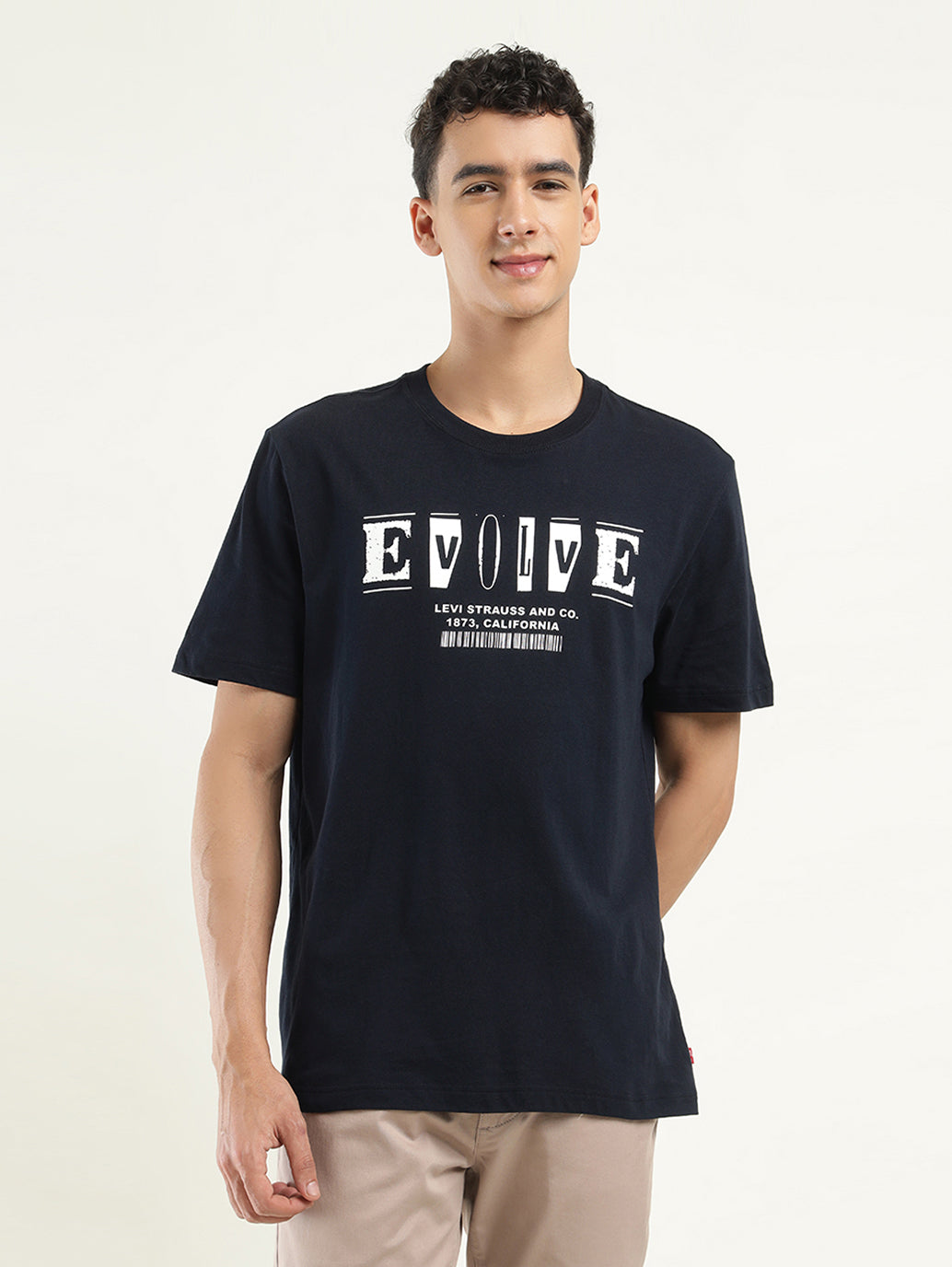 Men's Printed Crew Neck T-shirt - Front View