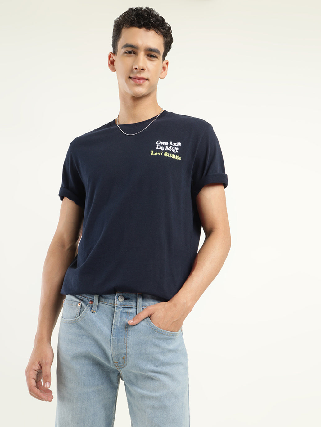 Men's Typographic Print Crew Neck T-Shirt - Styleshot View