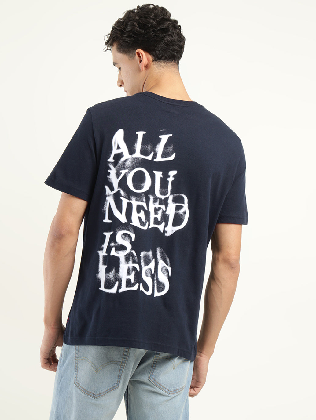 Men's Typographic Print Crew Neck T-Shirt - Back View
