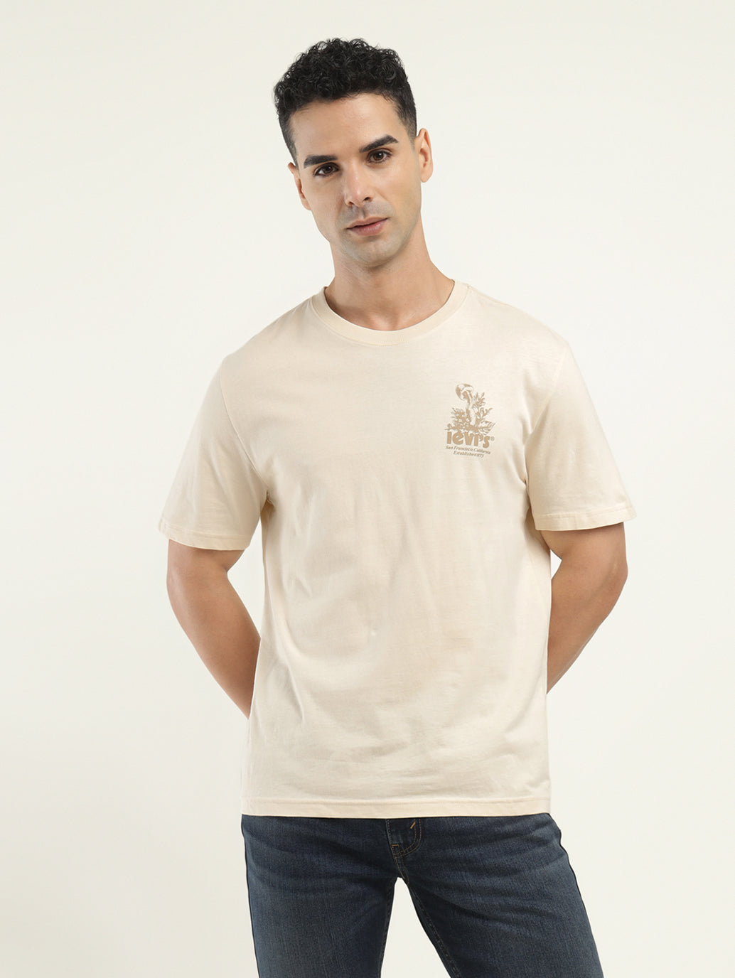Men's Graphic Print Crew Neck T-Shirt - Front View