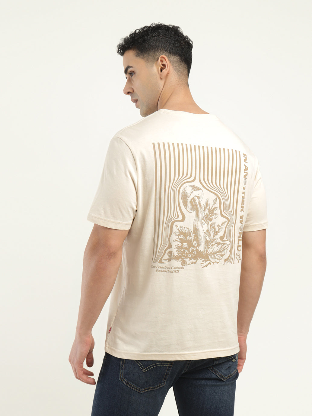 Men's Graphic Print Crew Neck T-Shirt - Back View