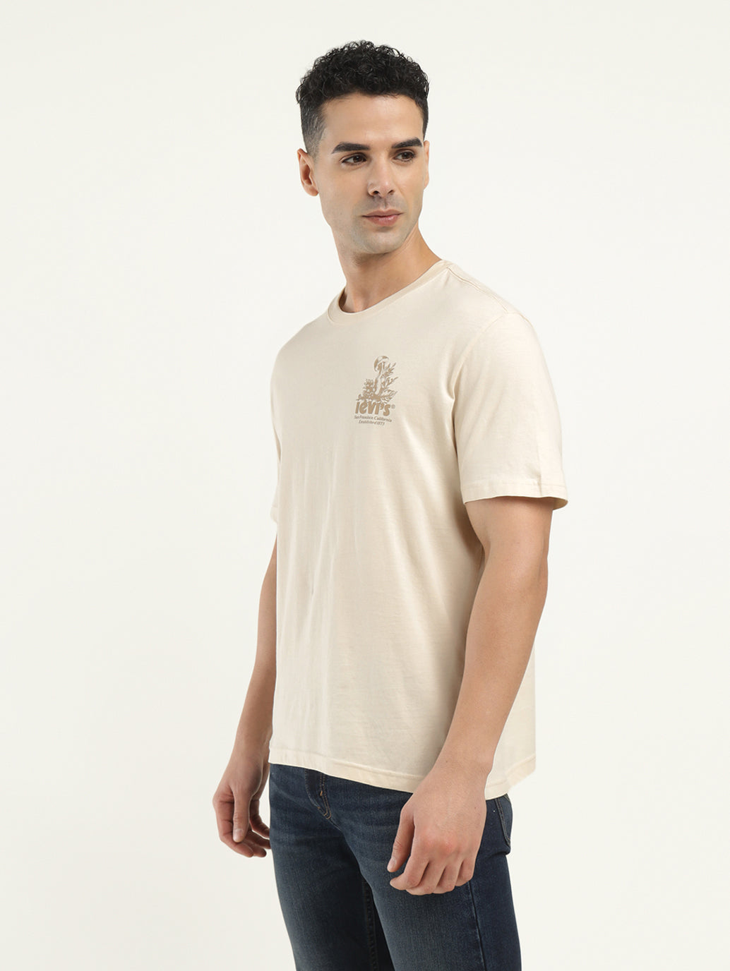 Men's Graphic Print Crew Neck T-Shirt - Side View