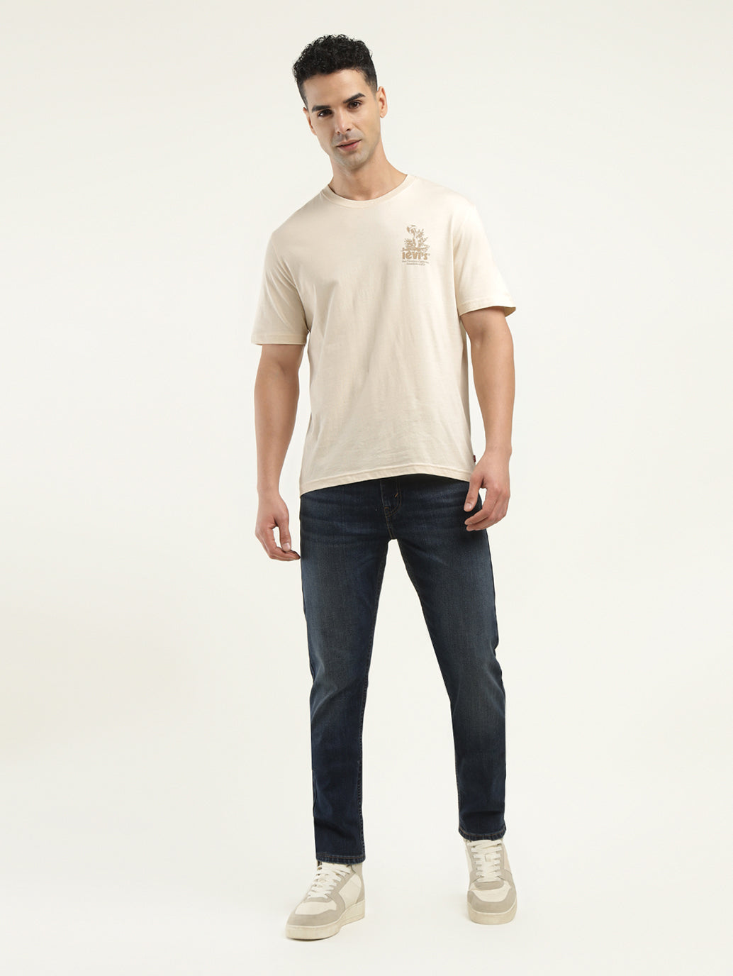 Men's Graphic Print Crew Neck T-Shirt - ModelFront View