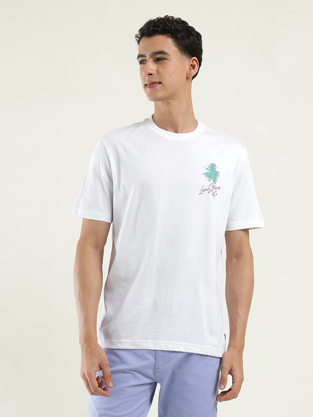 Men's Solid Crew Neck T-Shirt - Front View