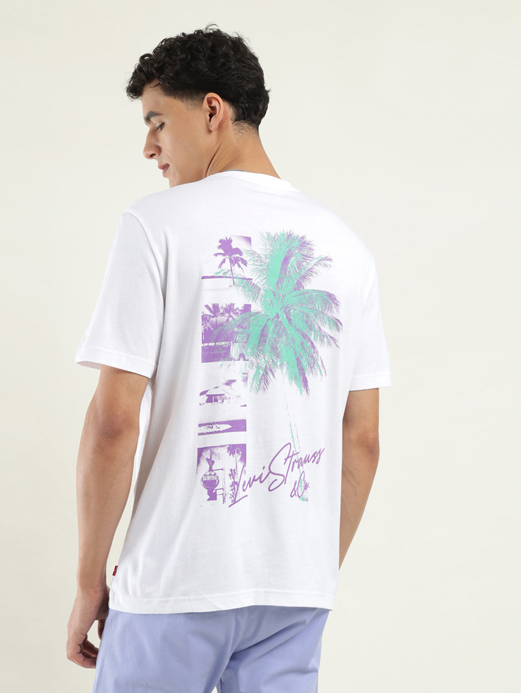 Men's Solid Crew Neck T-Shirt - Back View