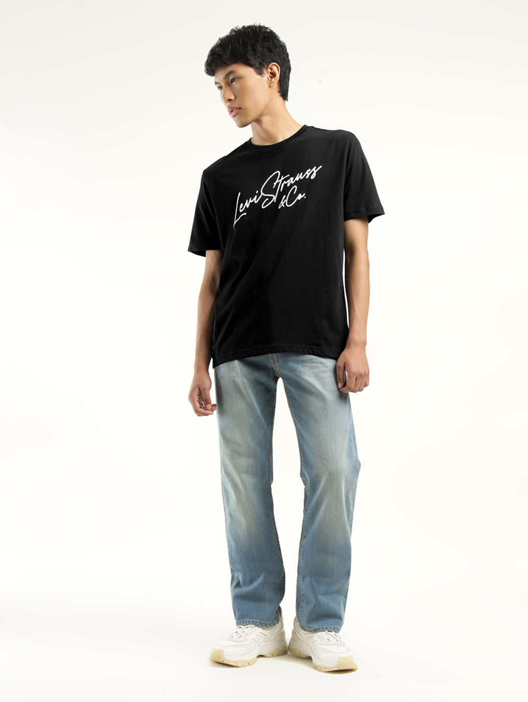 Men's Graphic Print Crew Neck T-Shirt - ModelFront View