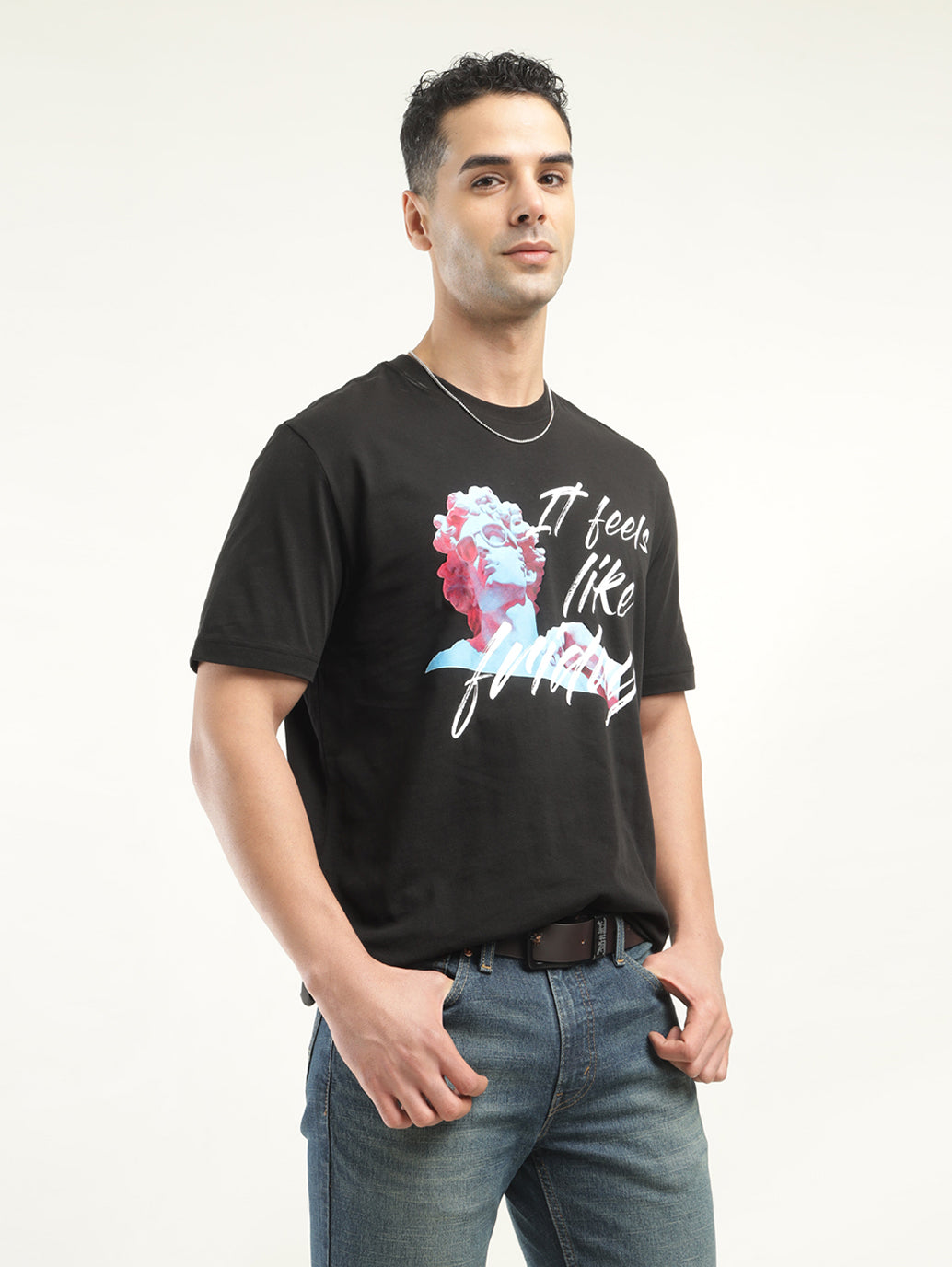 Men's Graphic Print Crew Neck T-shirt - Styleshot View