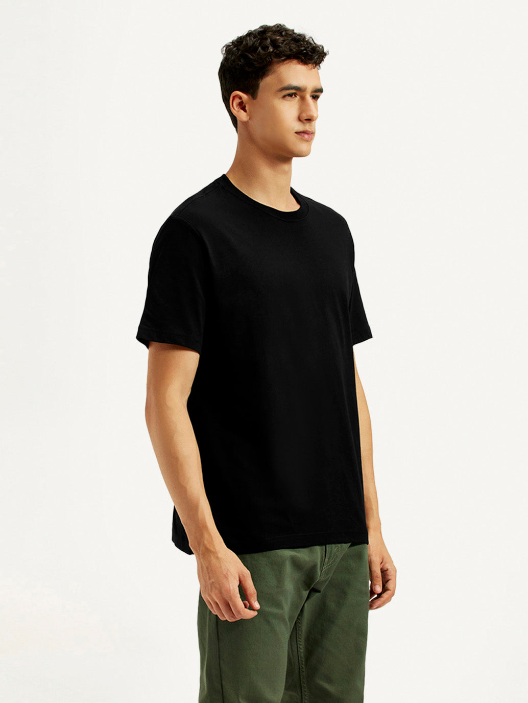 Men's Solid Crew Neck T-shirt - Side View