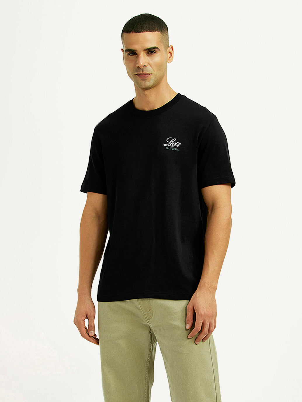Men's Graphic Print Black Crew Neck T-shirt