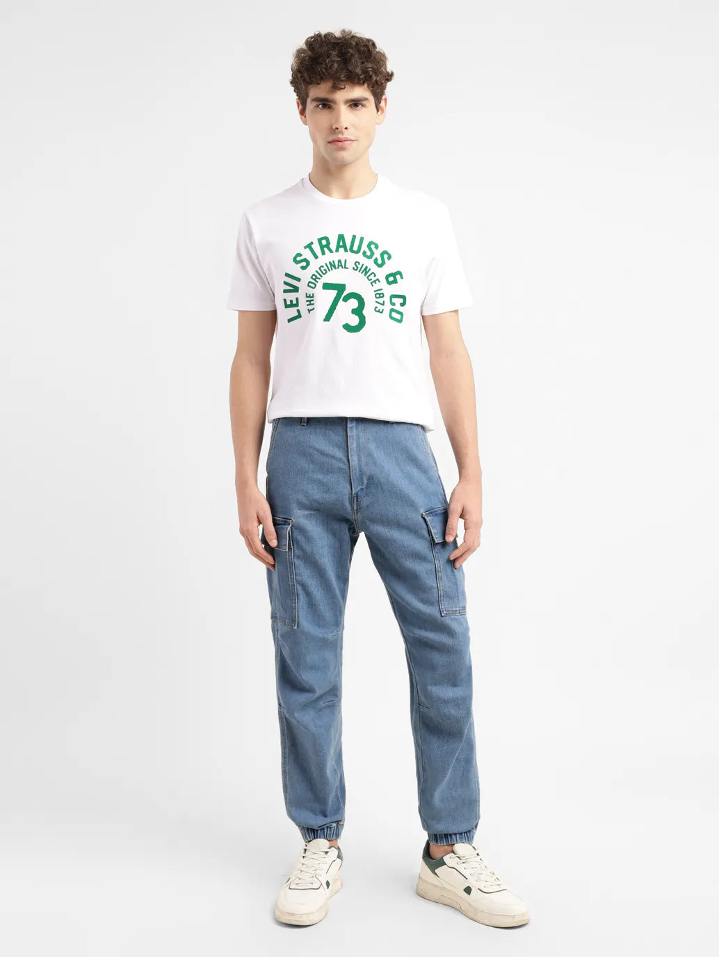 Men's Regular Fit Mid Indigo Joggers - 94339f78-770d-4c86-bd94-bf5a1a87fbee View