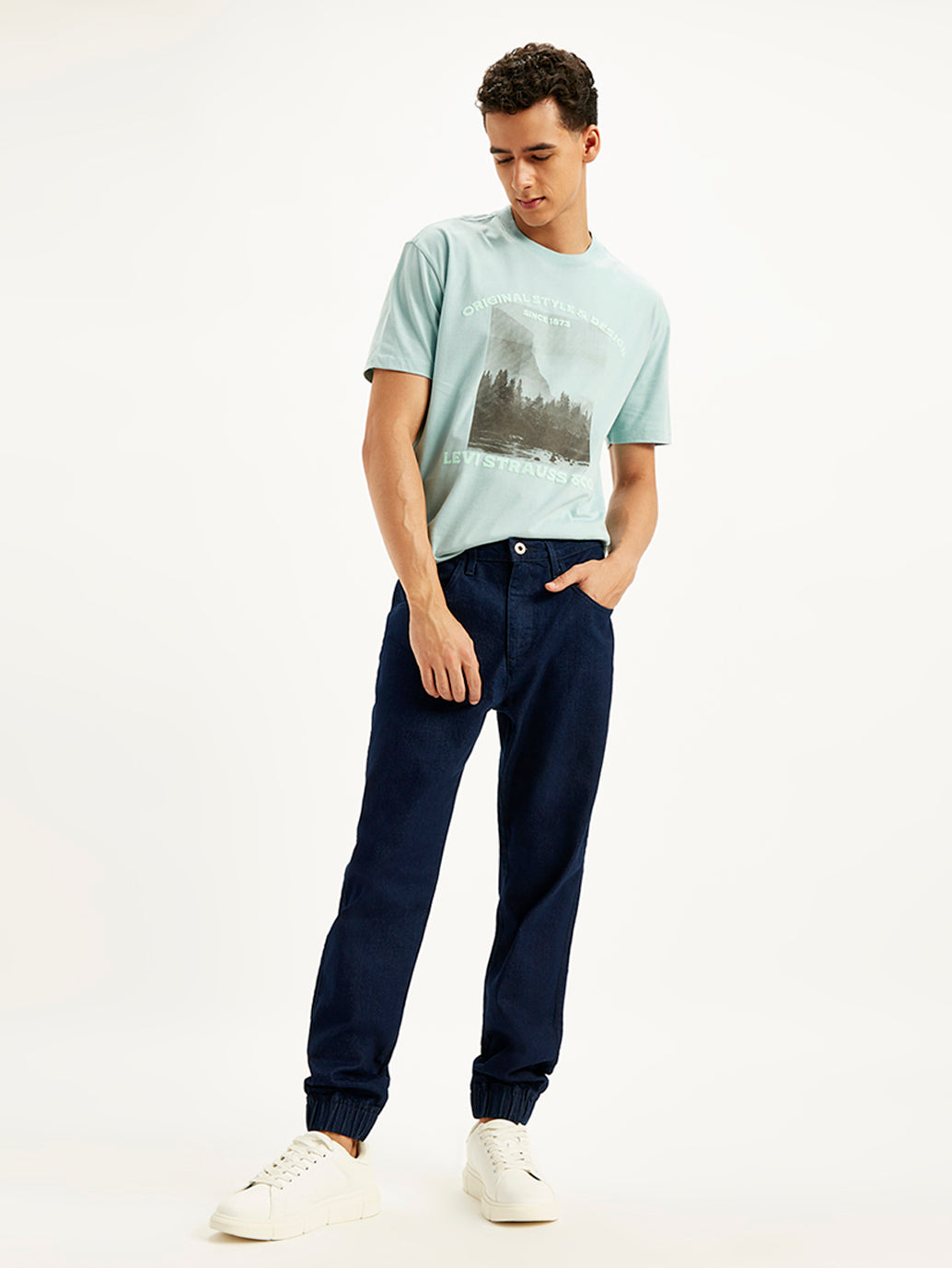 Men's Slim Fit Navy Joggers - aae00680-de14-4c98-8b77-761b895a5b8d View