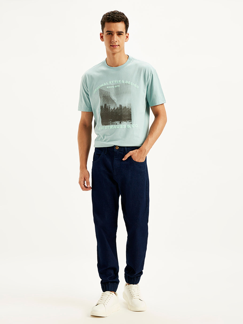 Men's Slim Fit Navy Joggers - 67503cf5-4f42-44f6-aa85-a73233017732 View