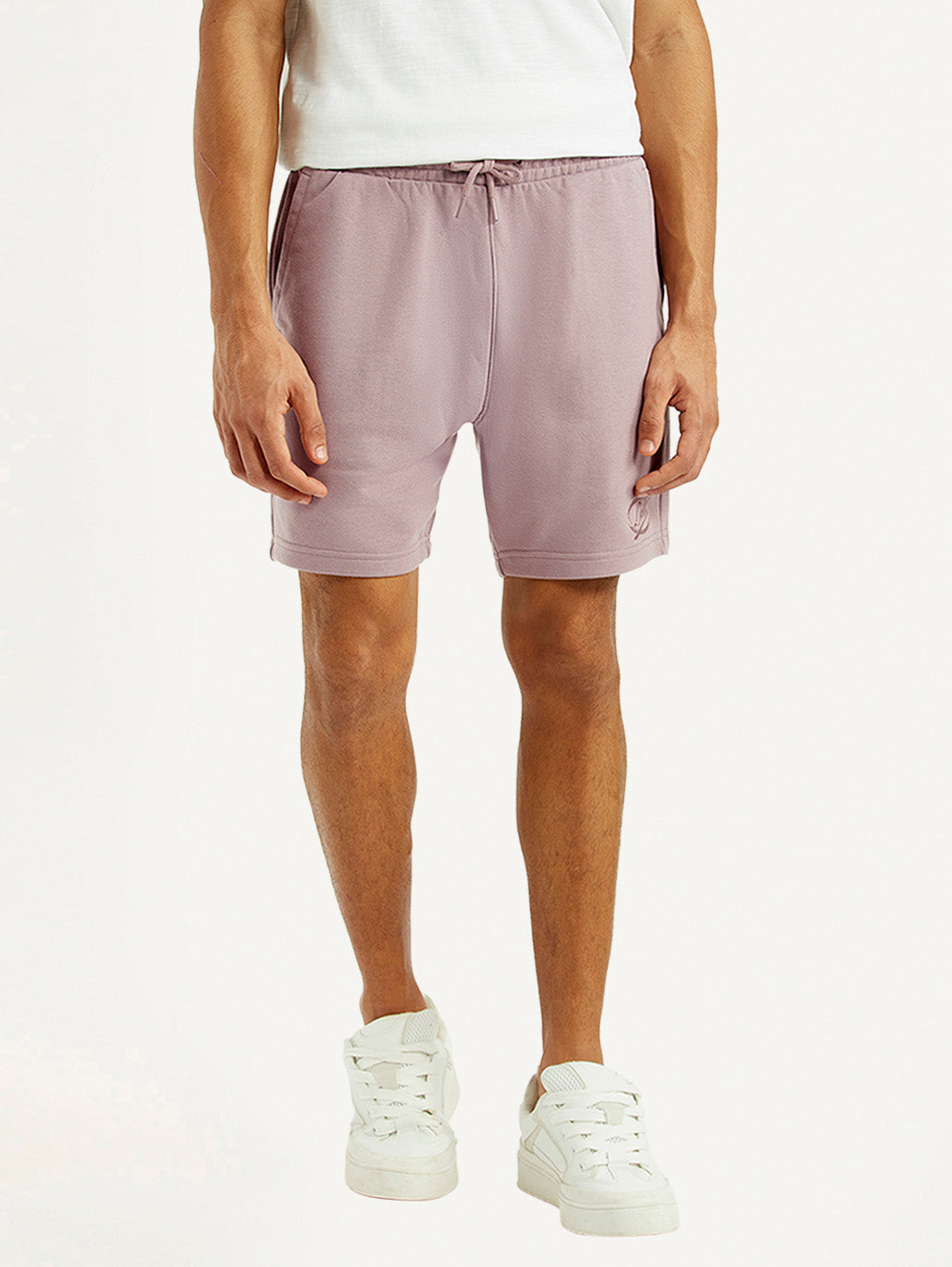 Men's Light Pink Regular Fit Shorts - Front View