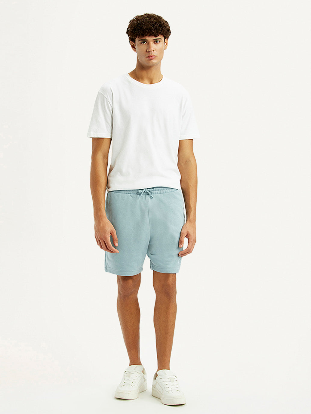 Men's Light Blue Regular Fit Shorts - Front View
