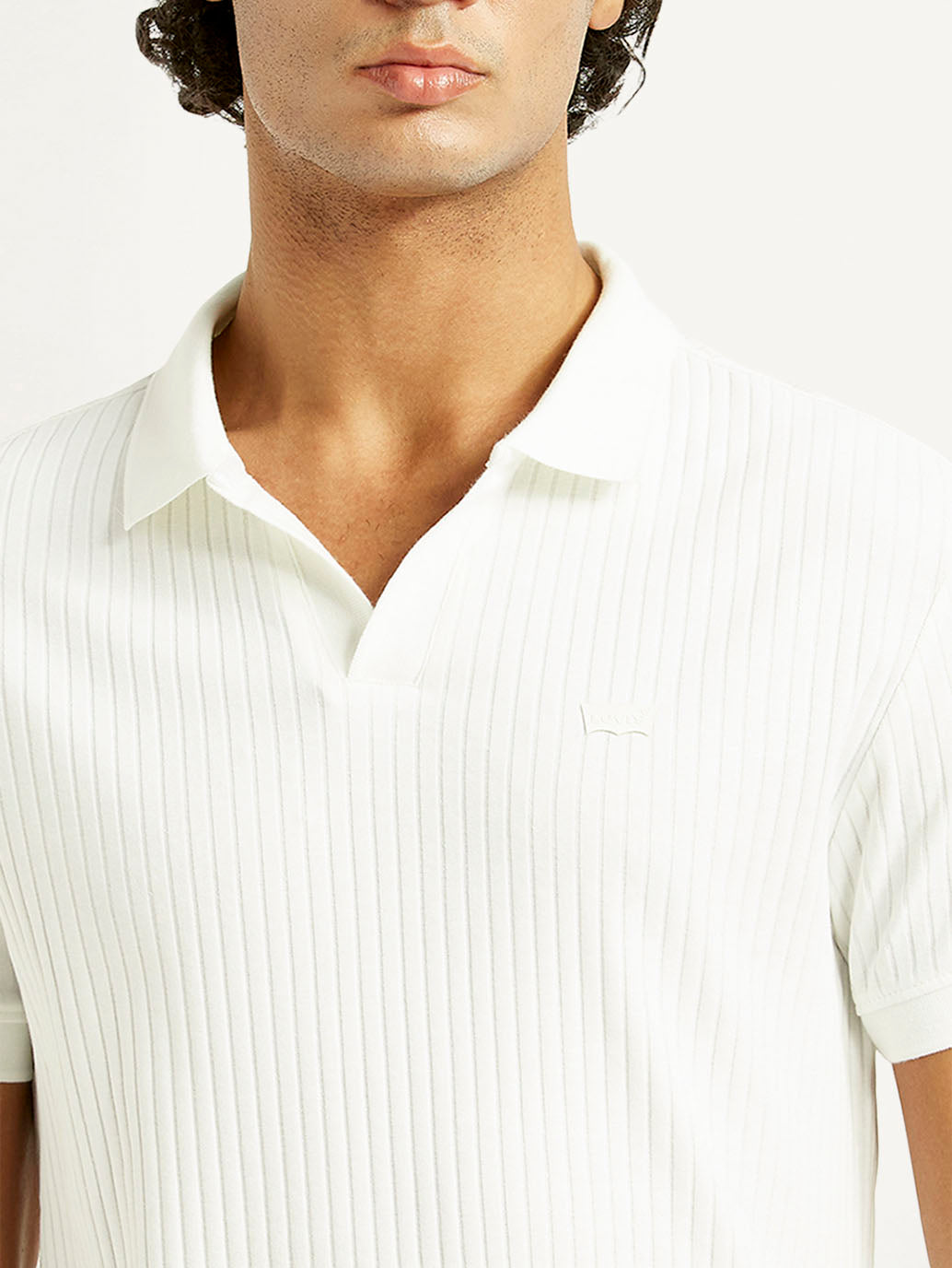 Men's Textured Slim Fit Polo T-Shirt - Detail View