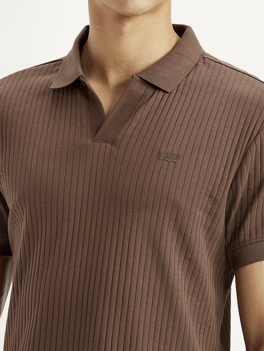 Men's Textured Slim Fit Polo T-shirt - Detail View