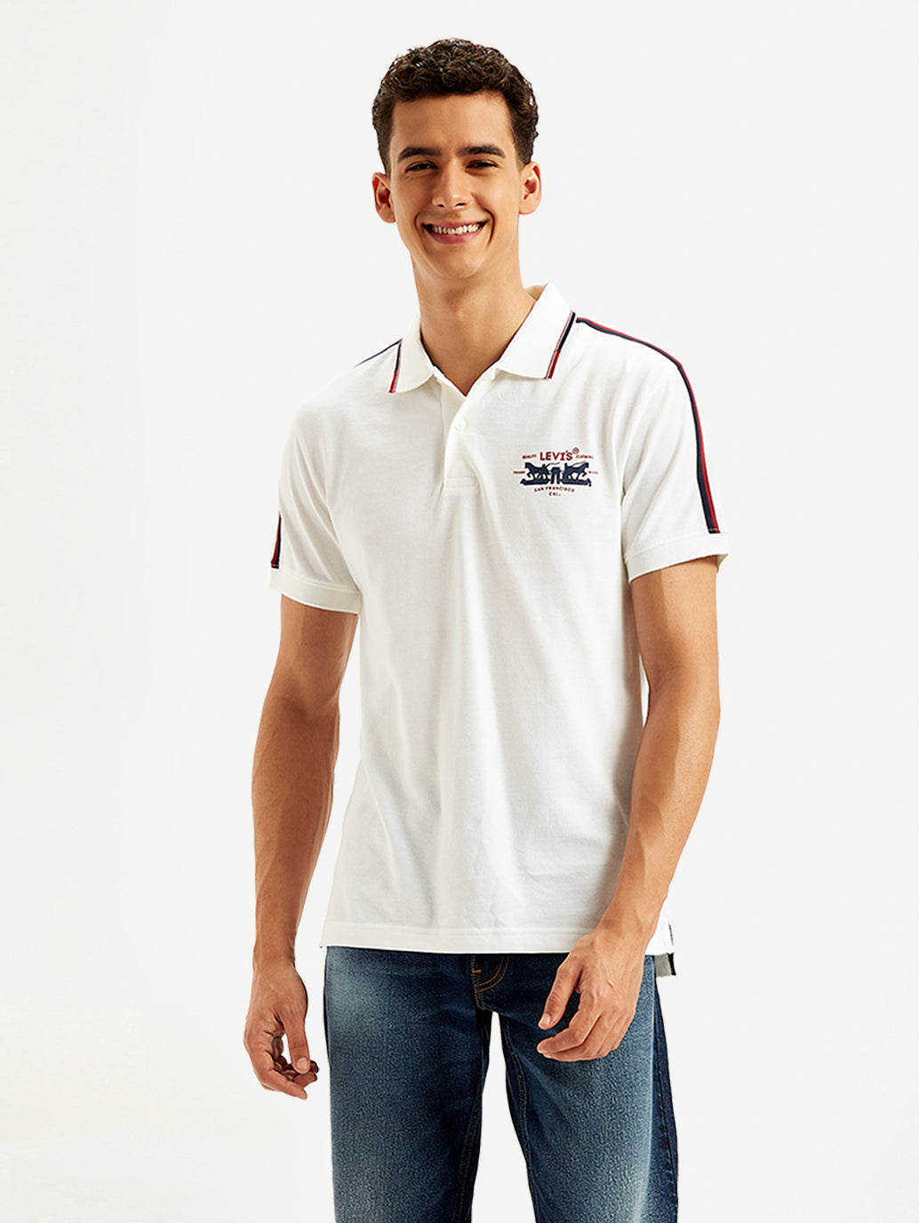 Men's Solid Slim Fit Polo T-shirt - Front View