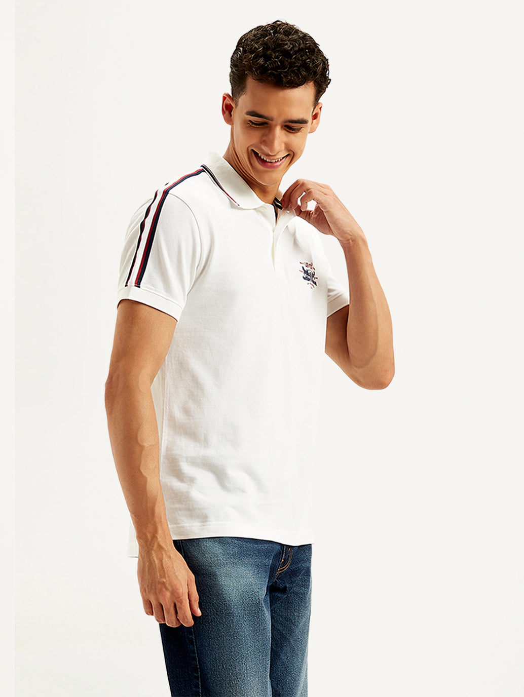 Men's Solid Slim Fit Polo T-shirt - Side View