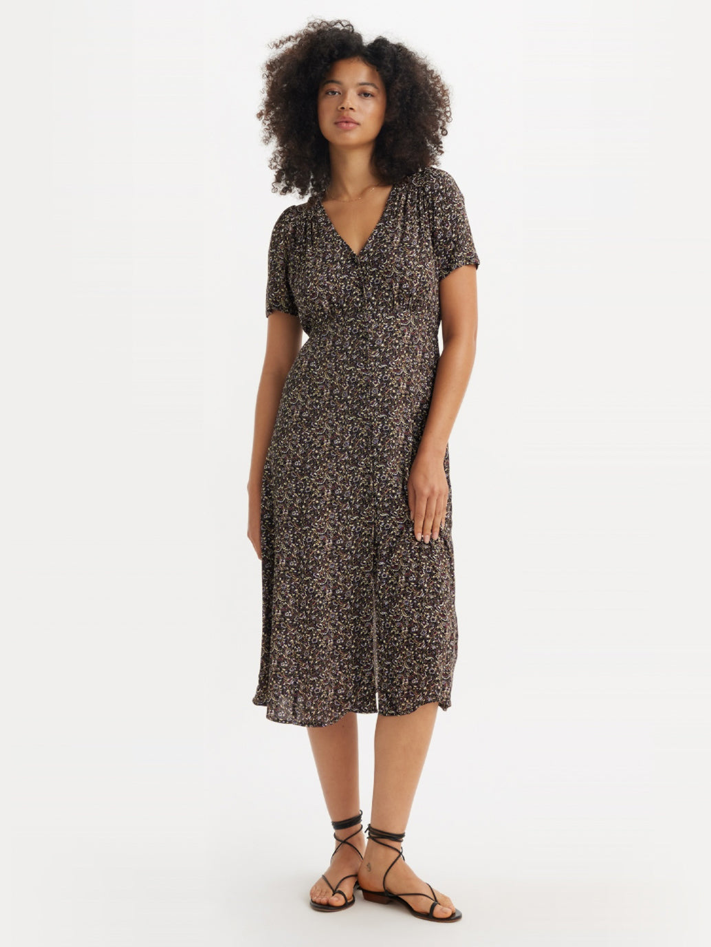 Women's Printed Multicolor Crew Neck Dress - Front View