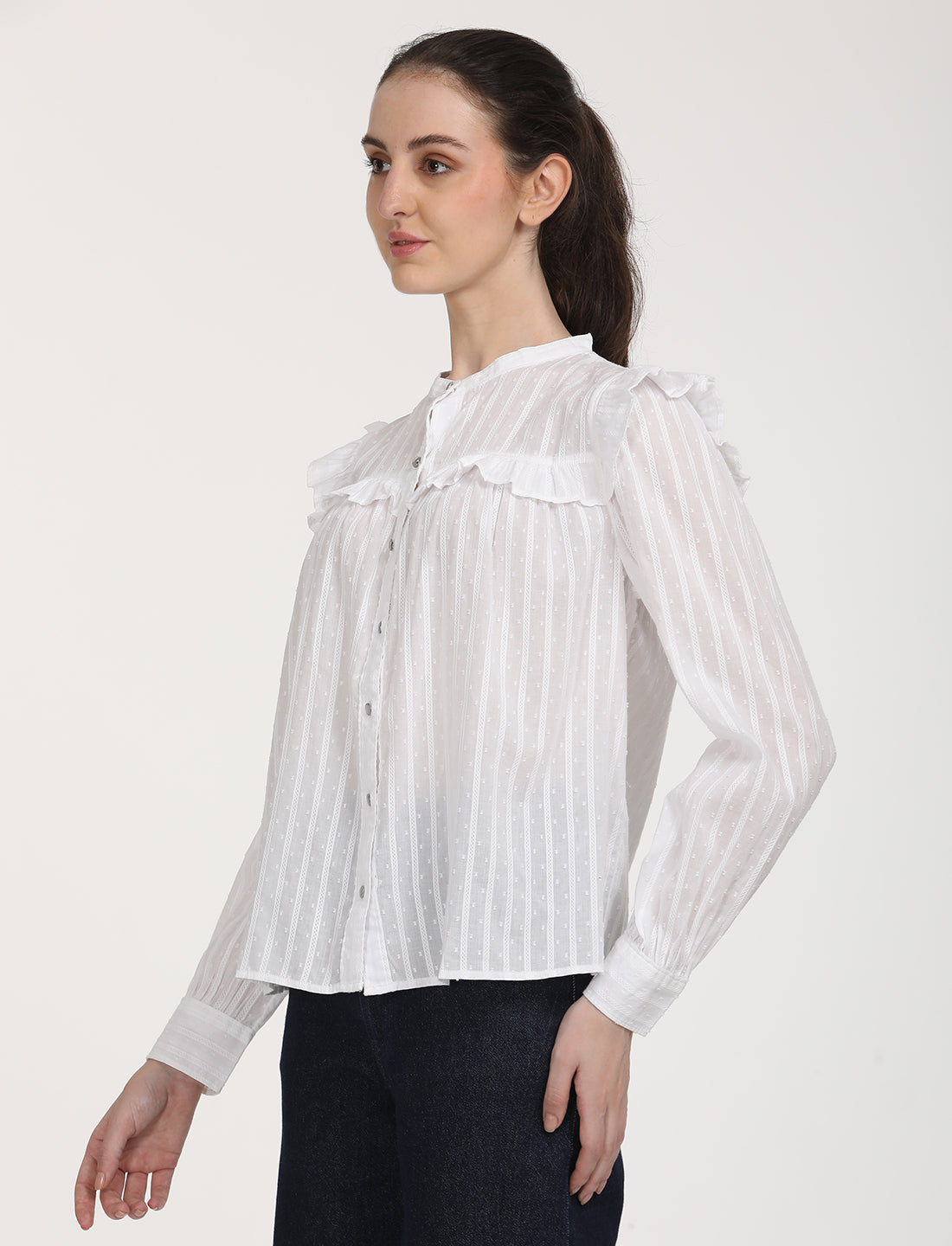 Women's Solid Oversized Shirt - RightSide View