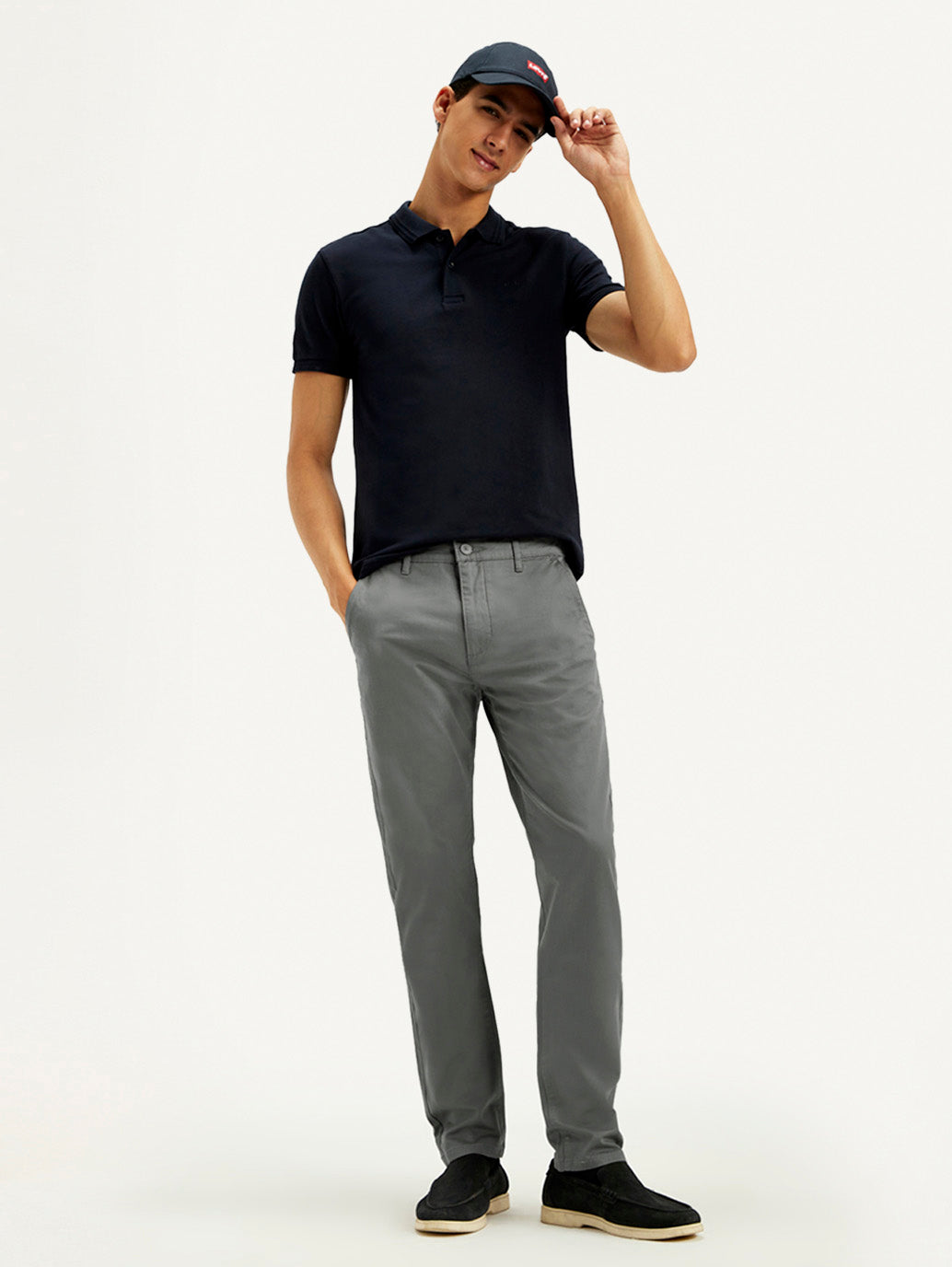 Men's Grey Slim Tapered Fit Chinos - 6c11a2ed-a3c8-46ff-a3fd-4ebe871fb9c5 View