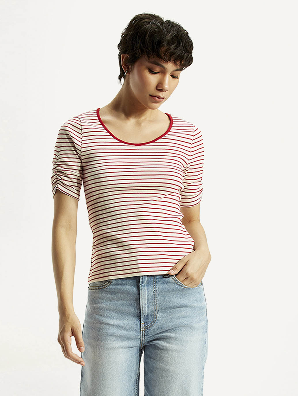 Women's Striped Slim Fit T-Shirt - Styleshot View