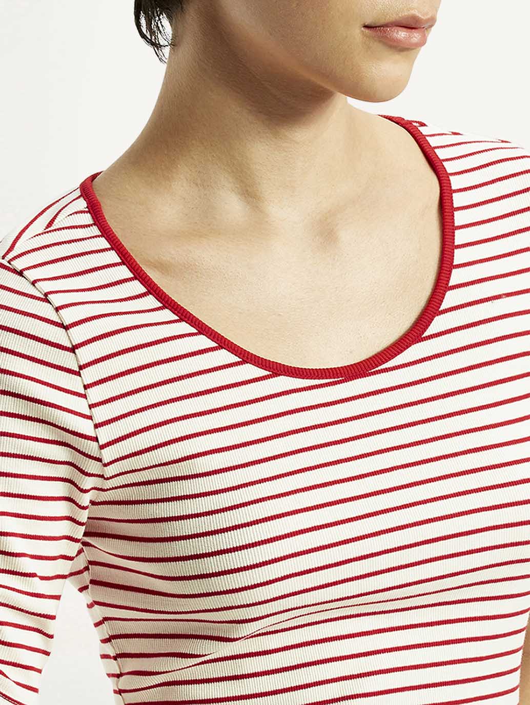 Women's Striped Slim Fit T-Shirt - Detail View