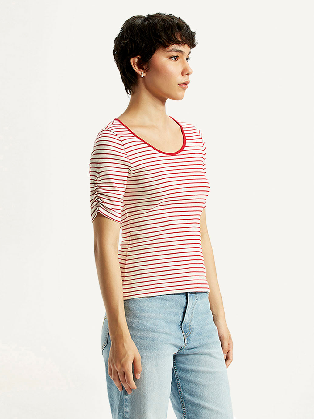 Women's Striped Slim Fit T-Shirt - Side View