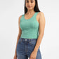Women's Solid Green Scoop Neck Crop Top - 7a33597b-024e-4b08-9b6b-db2281f01c46 View