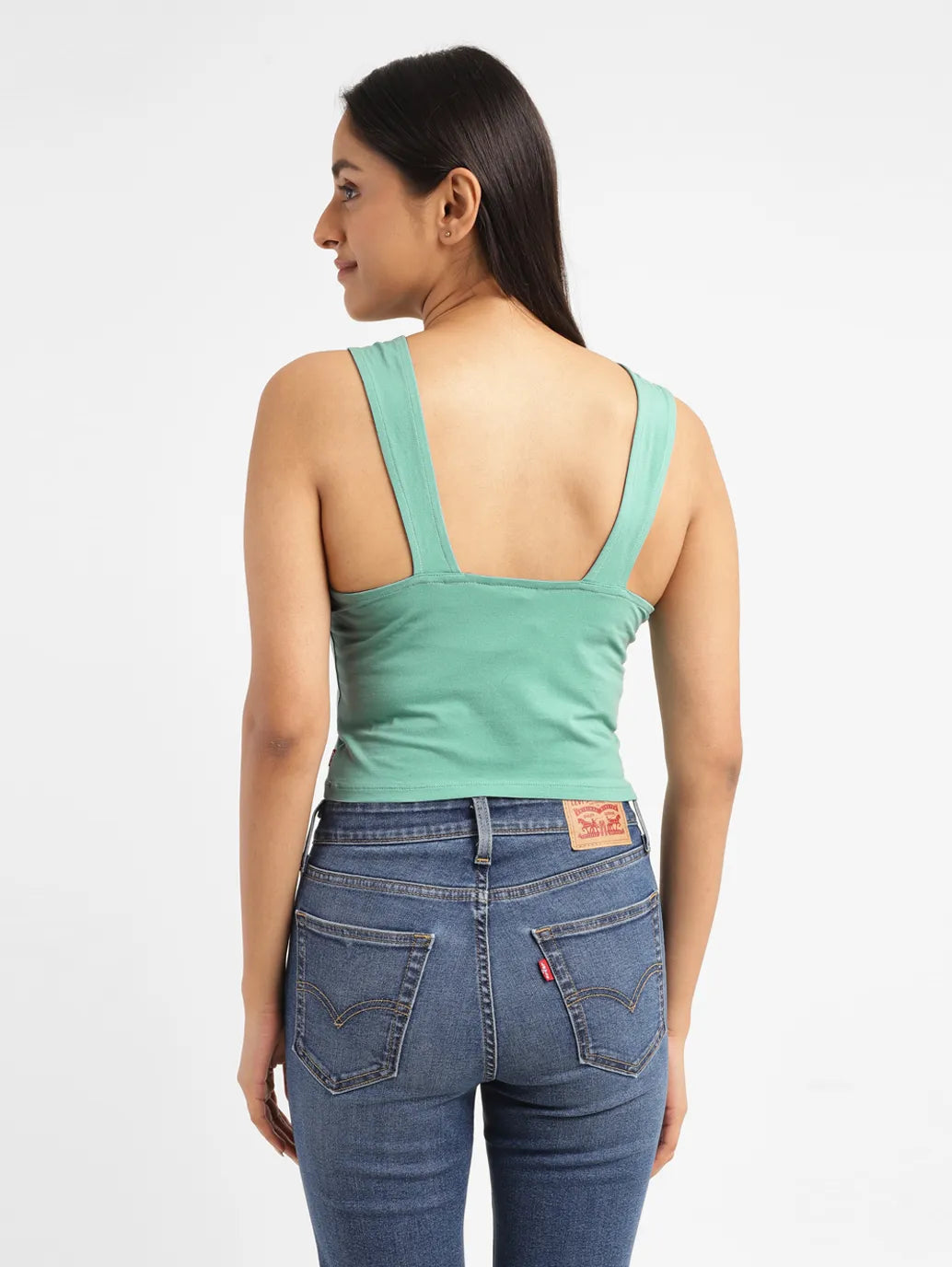 Women's Solid Green Scoop Neck Crop Top - a5b36790-6e67-4f26-9739-863633b417ba View
