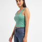 Women's Solid Green Scoop Neck Crop Top - 39476b4e-7bd1-450b-8173-d927bbcba057 View