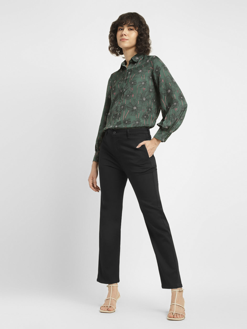 Women's Redloop Black Wedgie Straight Fit Mid Rise Jeans - StyleShot View