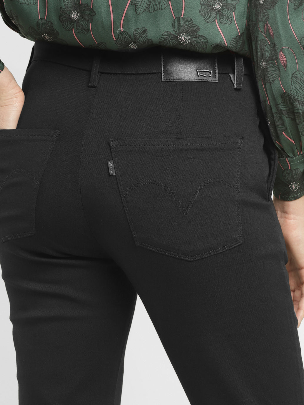 Women's Redloop Black Wedgie Straight Fit Mid Rise Jeans - BackDetails View