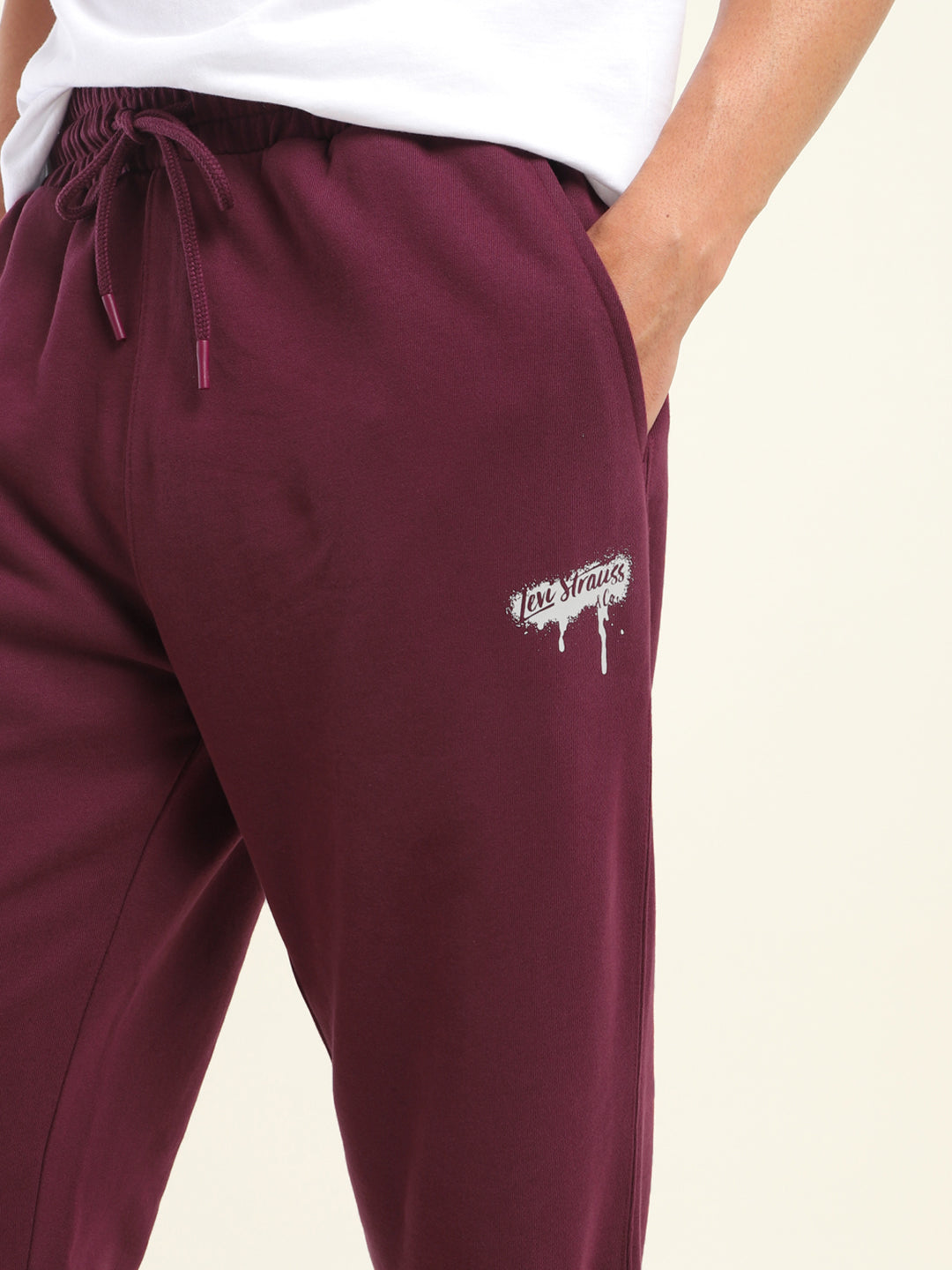 Men's Regular Fit Red Joggers - Details View