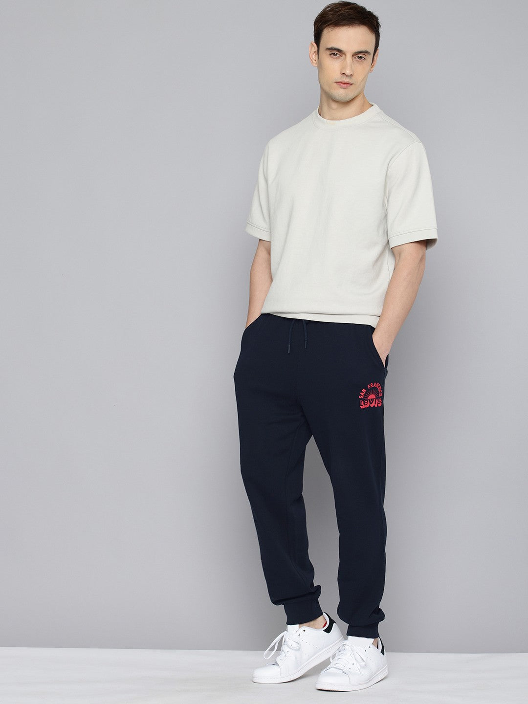 Men's Regular Fit Navy Joggers - 4 View