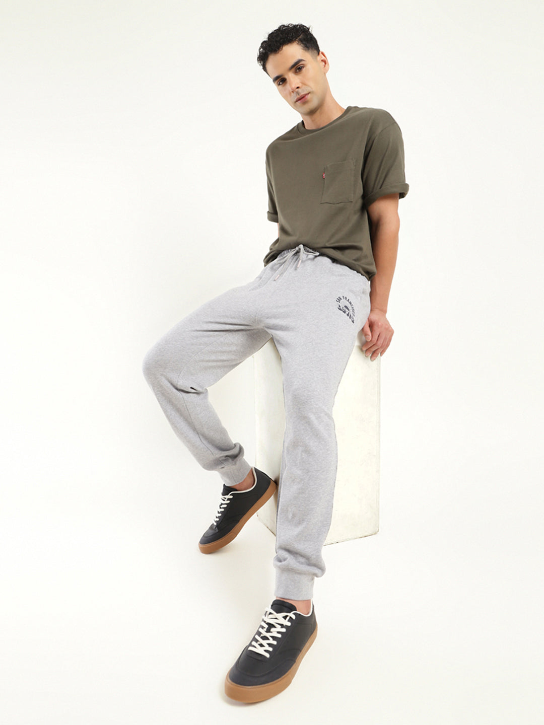 Men's Regular Fit Grey Joggers - 20Shot View